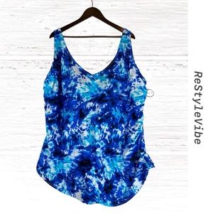SWIMSUITS FOR ALL Women’s Plus Size 34 One Piece Swim Suit NWT Lined Tie-Die